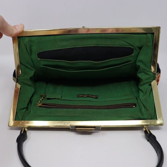 Anton Moritz New York Vintage Custom Bags Needlepoint Handbag Black Floral - Picture 5 of 8
